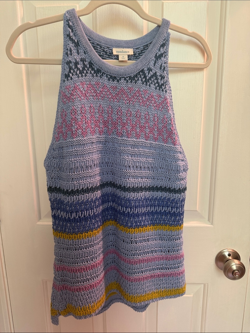 Sundance Lavender Knit Tank with Multicolor Stripe Accents